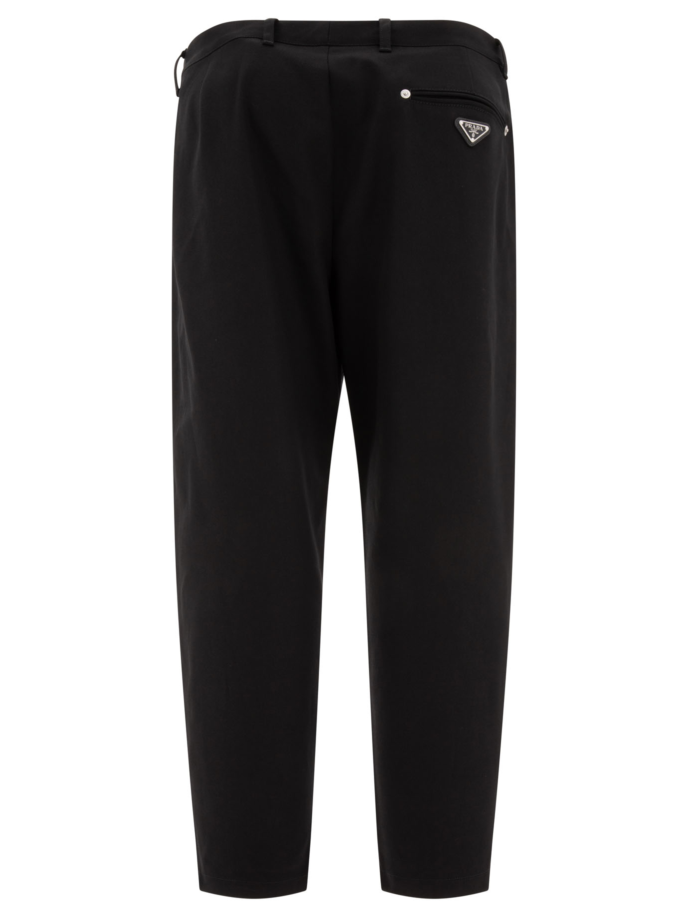 PRADA Black   Trousers with triangle logo